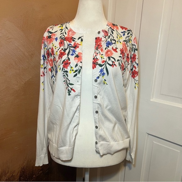 #94 KAREN SCOTT FLORAL PRINTED SWEATER CARDIGAN LARGE - Picture 4 of 6